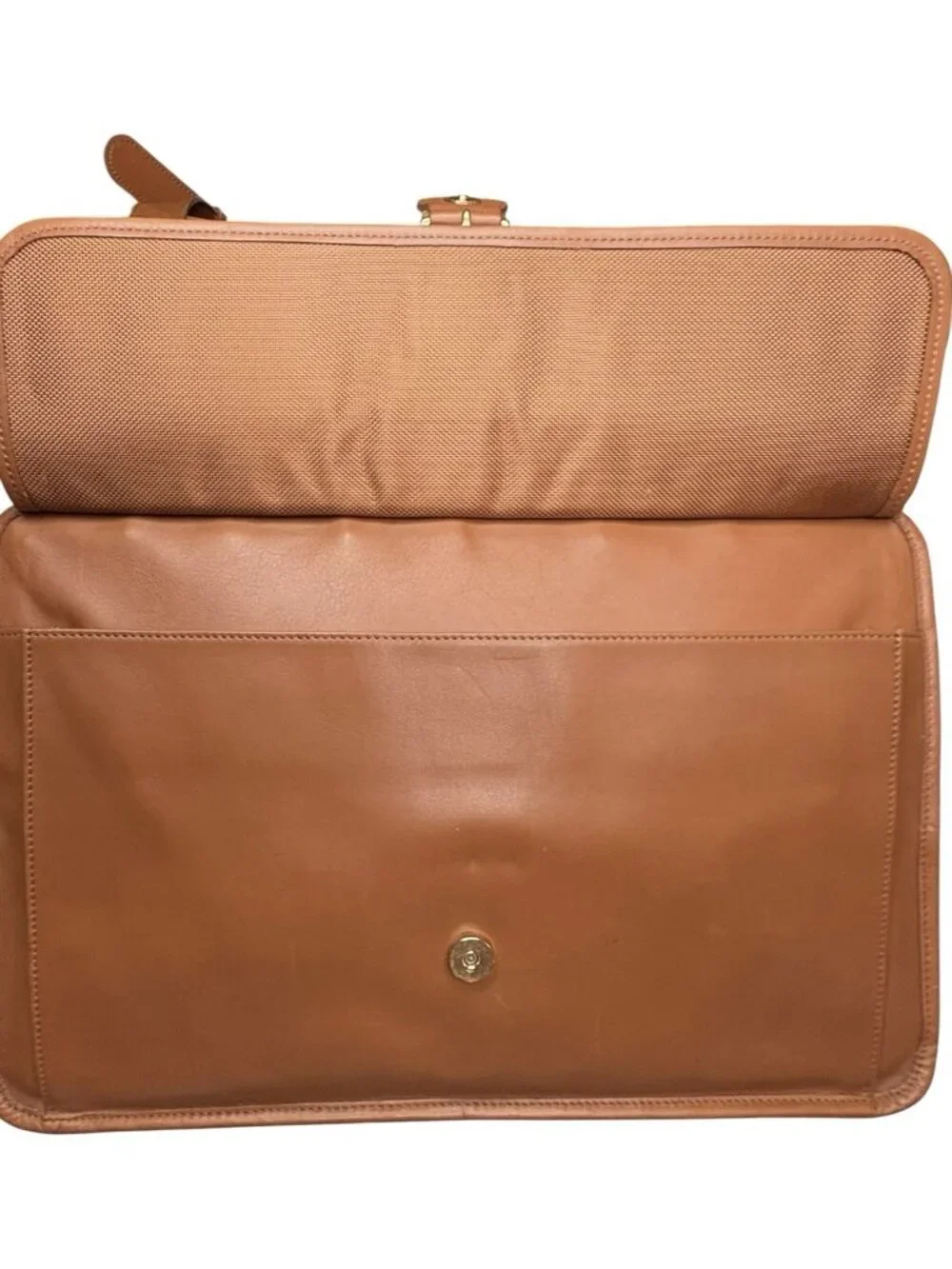 Coach Vintage 90s Double Zip Organizer Business Briefcase #675-0537 Leather Tan